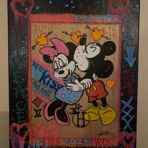 Playful Mickey and Minnie Mouse Canvas Art